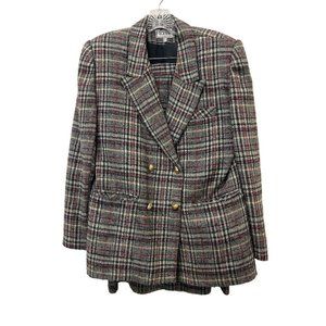 Ilker 2246802 Plaid Wool Suit Javket Blaser Skirt